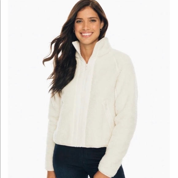 🆕 NWT Southern Tide Fleece Zippered Jacket in Cream - X-Small - Picture 4 of 7